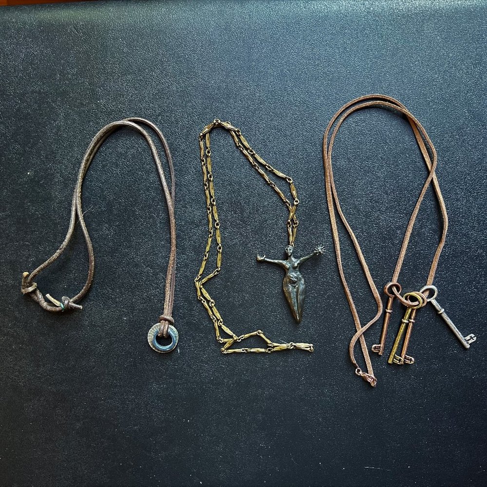 American Eagle Circles, Mother Goddess, & American Eagle Keys 3-Necklace Bundle